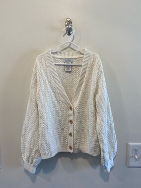 Haute hippie kids style girls cardigan size 7/8 white sweater boho thick chunky